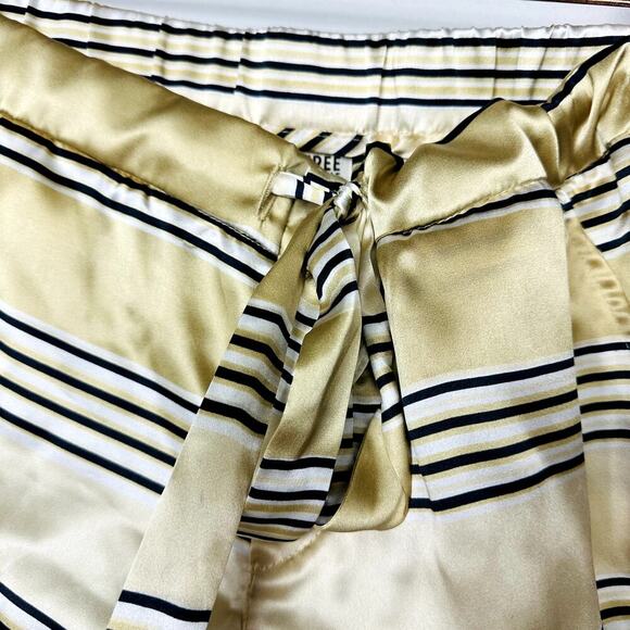Free People Soft Satin Striped Drawstring Button Fly Shorts Size Medium - Picture 3 of 6